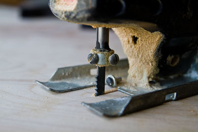 Close-up of sewing machine