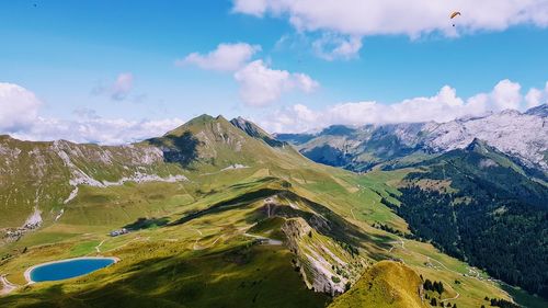 Scenic view of french alps mountains against sky, haute-savoie