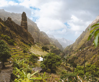 Scenic view of mountains against sky