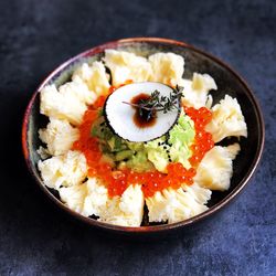 High angle view of salad in bowl