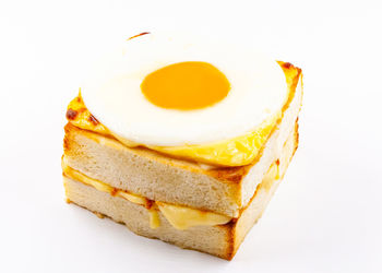 High angle view of breakfast on white background