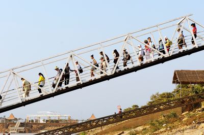 Low angle view of bridge against clear sky