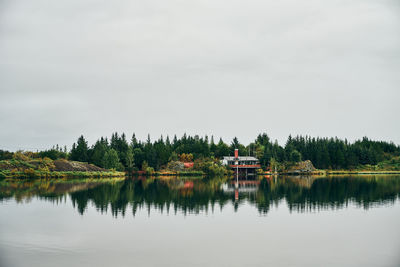 Coastal house amid small forest at countryside