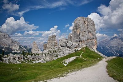 Scenic view of rocky mountains against sky