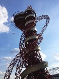 Low angle view of rollercoaster against sky