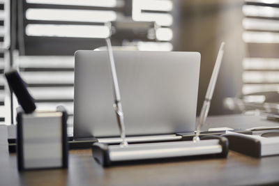 Close-up of laptop on table