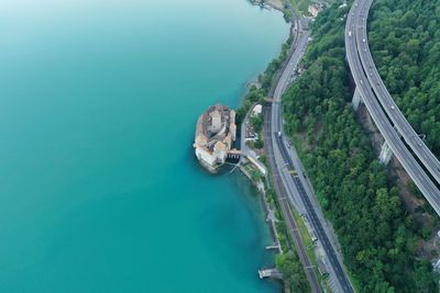 High angle view of sea