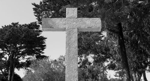 View of cemetery against trees