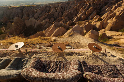 Aerial view of rock formations on land