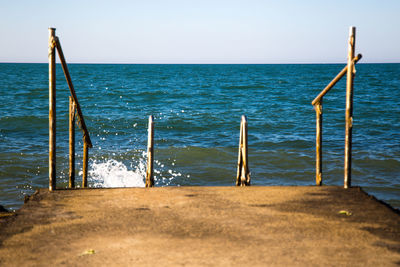 Scenic view of sea against clear sky