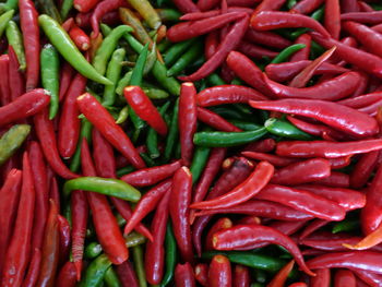 Full frame shot of red chili peppers for sale