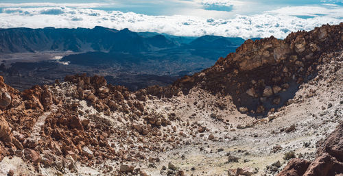 Scenic view of rocky mountains against sky