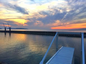 Scenic view of sea at sunset