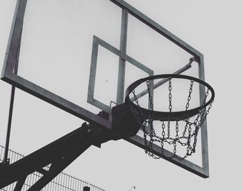 Low angle view of basketball hoop against sky