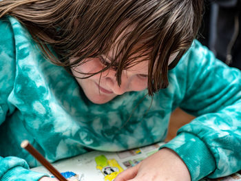 Close-up of girl drawing