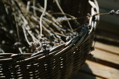 Close-up of wicker basket