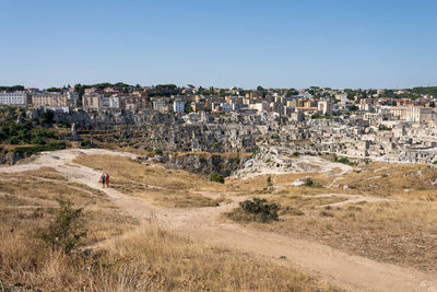 Panoramic shot of townscape against clear sky