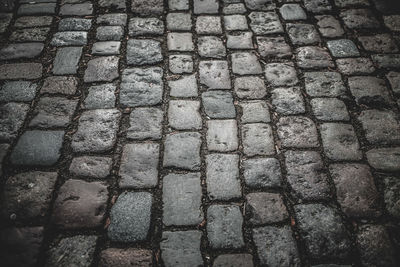 High angle view of cobblestone street