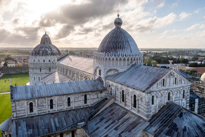 High angle view of cathedral against sky in city