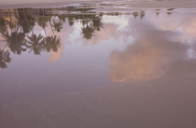 Reflection of sky on water in lake