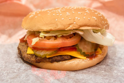 Close-up of burger