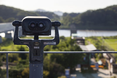 Coin-operated binoculars at observation point