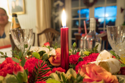 Close-up of flowers on table