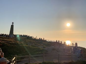 Panoramic view of buildings against sky during sunset