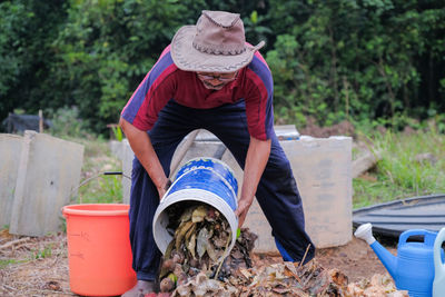 Man working on field