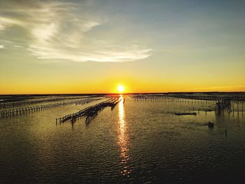 Scenic view of sea at sunset