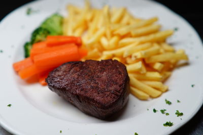 Close-up of food served in plate