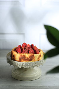 Close-up of dessert in plate on table