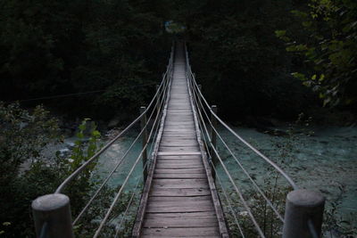 View of footbridge in forest