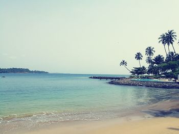 Scenic view of sea against clear sky