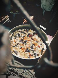High angle view of breakfast in bowl