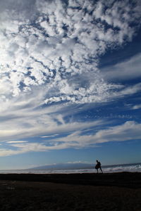 Silhouette man standing on landscape against sky