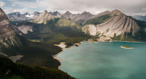 Scenic view of lake and mountains