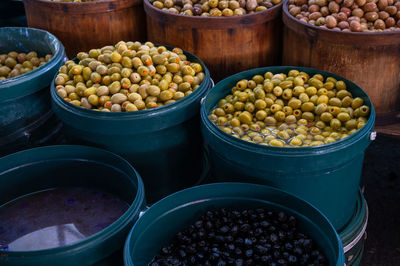 High angle view of food for sale