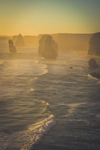 Scenic view of sea against sky during sunset