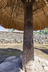 View of stone wall on beach