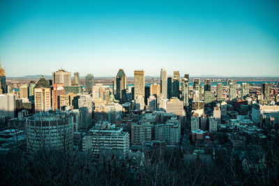 Cityscape against clear sky