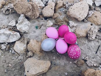 Directly above shot of balloons on rocks