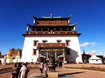 Low angle view of temple against clear sky