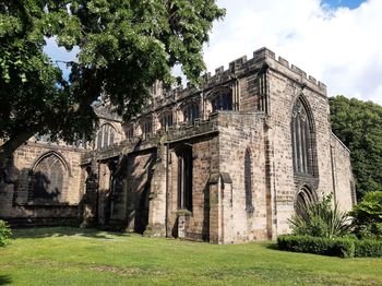 Exterior of historic building against sky