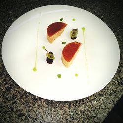 High angle view of fruits in plate