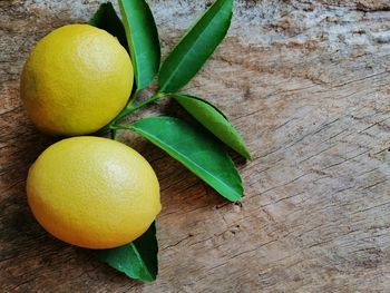 High angle view of fruits on table