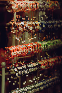 Close-up of illuminated lanterns