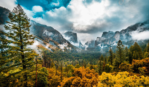 Scenic view of mountains against sky