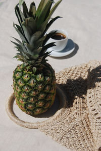 High angle view of coffee on table