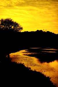 Scenic view of lake during sunset